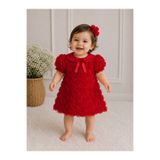 Elwirababyboutiqe kırmızı 3 boyutlu güllü elbise