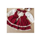 Elwirababyboutiqe vintage dantel detaylı bordo elbise