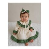 Elwirababyboutiqe yeşil fisto detaylı muslin elbise