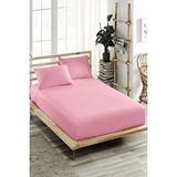 ELY PARKER 120x200 Cm Tek Kişilik Lastikli Çarşaf Takımı, Kumaş, Pamuklu, Yüksek Yatak Pembe