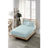 ELY PARKER 120x200 Lastikli Çarşaf Takımı-1,5 Kişilik-yüksek Yataklar-pamuk-polyester Kumaş-buz Mavi