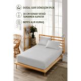ELY PARKER 120x200 Lastikli Çarşaf Takımı-1,5 Kişilik-yüksek Yataklar-pamuk-polyester Kumaş-gri