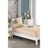 ELY PARKER 200x200 Cm Battal Boy Lastikli Çarşaf Takımı, Kumaş, Pamuklu, Yüksek Yatak Açık Kahve Kahverengi