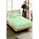 ELY PARKER 200x200 Cm Battal Boy Lastikli Çarşaf Takımı, Kumaş, Pamuklu, Yüksek Yatak Açık Yeşil