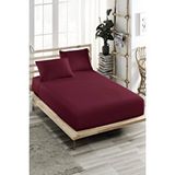 ELY PARKER 200x200 Cm Battal Boy Lastikli Çarşaf Takımı, Kumaş, Pamuklu, Yüksek Yatak Bordo