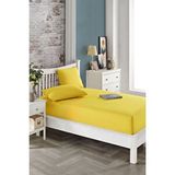 ELY PARKER 200x200 Cm Battal Boy Lastikli Çarşaf Takımı, Kumaş, Pamuklu, Yüksek Yatak Sarı