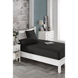 ELY PARKER 200x200 Cm Battal Boy Lastikli Çarşaf Takımı, Kumaş, Pamuklu, Yüksek Yatak Siyah