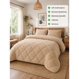 Ely Parker Battal Boy Yorgan, Renkli, Wellsoft, Peluş Yumuşak, Çift Taraflı, 215X235 (220X240) Bej - 215 x 235 cm