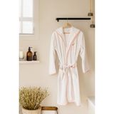 Ely Parker Biyeli Pamuklu Kadın Bornoz Yetişkin Pamuklu Kumaş S/M/L/Xl Beyaz - Pembe