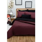 ELY PARKER Çift Kişilik Nevresim Takımı-Kolay Ütü (Lastikli Çarşaf+Çift Yönlü Yorgan Kılıfı+Yastık Kılıfı) (Bordo, 90x190)