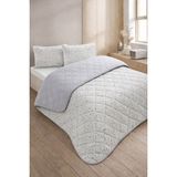 Ely Parker Çift Kişilik Pike Çift Taraflı Kapitone Pike ve Yatak Örtüsü Takımı – 200X230 cm Desenli (Çarşafsız) - Gri - Beyaz
