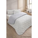 Ely Parker Çift Kişilik Pike Çift Taraflı Kapitone Pike ve Yatak Örtüsü Takımı – 200X230 cm Desenli (Çarşafsız) - Gri - Beyaz