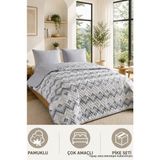 Ely Parker Çift Kişilik Pike Çift Taraflı Kapitone Pike ve Yatak Örtüsü Takımı – 200X230 cm Desenli (Çarşafsız) - Gri