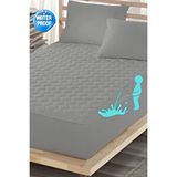ELY PARKER Gri Renkli Sıvı Geçirmez Alez, Tek Kişilik, Pamuklu, Kapitoneli Fitted (90x190)