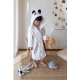 ELY PARKER Kapüşonlu Çocuk Bornoz Pamuklu Kız-erkek Bebek Çocuk Bornozu Hayvan Panda Beyaz-siyah