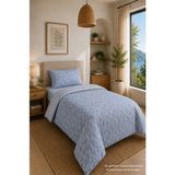 Ely Parker Kolay Ütü 90X190 Tek Kişilik Nevresim Takımı (Lastikli Çarşaf Yorgan Kılıfı Yastık Kılıfı) Mavi Desenli - 90 x 190 cm