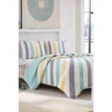 Ely Parker Kolay Ütü-Tek Kişilik Nevresim Takımı (100X200 Lastikli Çarşaf+Yorgan Kılıfı+Y. Kılıfı) Yeşil - Açık Yeşil - Açık Sarı - 100 x 200 cm