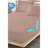 ELY PARKER Pudra Renkli Sıvı Geçirmez Alez, Tek Kişilik, Pamuklu, Kapitoneli Fitted (90x190)