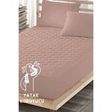 ELY PARKER Pudra Renkli Yatak Koruyucu Alez, Tek Kişilik, Pamuklu, Kapitoneli Fitted (90x190)