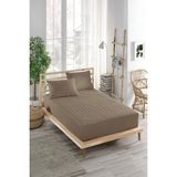 Ely Parker Renkli Alez Kahve Sıvı Geçirmez Mikro Kapitoneli Fitted Çift Kişilik Tek Kişilik Bebek Alezi Su - 90 x 200 cm - Bej