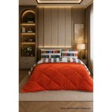 ELY PARKER Renkli Desenli Battal Boy Yorgan Peluş Çift Taraflı Yastık Kılıflı (Çarşafsız)