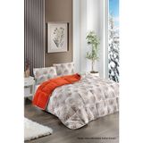 Ely Parker Renkli Desenli Çift Kişilik Yorgan Peluş Çift Taraflı Yastık Kılıflı (Çarşafsız) 05 - 195 x 215 cm - Turuncu