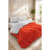 Ely Parker Renkli Desenli Çift Kişilik Yorgan Peluş Çift Taraflı Yastık Kılıflı (Çarşafsız) - 195 x 215 cm - Beyaz-Turuncu