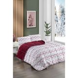 Ely Parker Renkli Desenli Tek Kişilik Yorgan Peluş Çift Taraflı Yastık Kılıflı (Çarşafsız) 04 - 155 x 215 cm - Bordo