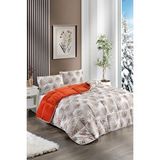 ELY PARKER Renkli Desenli Tek Kişilik Yorgan Peluş Çift Taraflı Yastık Kılıflı (çarşafsız) 05 Turuncu