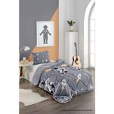 Ely Parker Renkli Desenli Tek Kişilik Yorgan Peluş Çift Taraflı Yastık Kılıflı (Çarşafsız) Astronot Erkek Çocuk - 155 x 215 cm - Antrasit