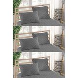 Ely Parker Renkli Yastık Alezi - %100 Pamuk - Kapitoneli - Yastık Koruyucu - Gri (6 Adet) - 50 x 70 cm