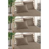 Ely Parker Renkli Yastık Alezi - %100 Pamuk - Kapitoneli - Yastık Koruyucu - Kahve (6 Adet) - 50 x 70 cm - Kahverengi