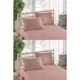 Ely Parker Renkli Yastık Alezi - %100 Pamuk - Kapitoneli - Yastık Koruyucu -Pembe (4 Adet) - 50 x 70 cm