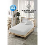 ELY PARKER Sıvı Geçirmez Alez, Çift Kişilik, Mikrofiber, Düz, Fitted (140x200) Beyaz