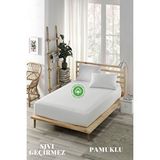 ELY PARKER Sıvı Geçirmez Alez, Tek Kişilik, Pamuklu, Fitted (100x200) Beyaz