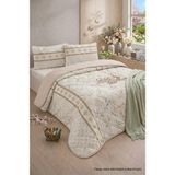 Ely Parker Tek Kişilik Pike Çift Taraflı Kapitone Pike ve Yatak Örtüsü Takımı – 160X230 cm Desenli (Çarşafsız) - Bej - Beyaz