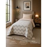 Ely Parker Tek Kişilik Pike Çift Taraflı Kapitone Pike ve Yatak Örtüsü Takımı – 160X230 cm Desenli (Çarşafsız) - Bej