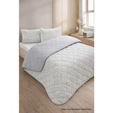 Ely Parker Tek Kişilik Pike Çift Taraflı Kapitone Pike ve Yatak Örtüsü Takımı – 160X230 cm Desenli (Çarşafsız) - Gri - Beyaz