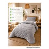 ELY PARKER Tek Kişilik Renkli Yorgan, Gri, Çift Taraflı Kullanım, Peluş Polar ve pamuk, 155x215