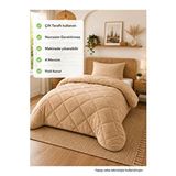 ELY PARKER Tek Kişilik Renkli Yorgan, Kahverengi, Çift Taraflı Kullanım, Peluş Polar ve pamuk, 155x215 Bej