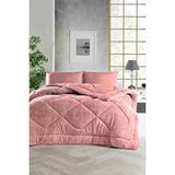 ELY PARKER Tek Kişilik Renkli Yorgan, Pudra, Çift Taraflı Kullanım, Peluş Polar ve pamuk, 155x215 Pembe