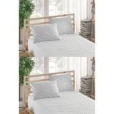 Ely Parker Yastık Alezi - %100 Pamuk - Kapitoneli - Yastık Koruyucu (4 Adet) - 50 x 70 cm - Beyaz