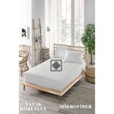 ELY PARKER Yatak Koruyucu Alez, Tek Kişilik, Mikrofiber, Kapitoneli Fitted (90x190) Beyaz