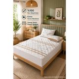 Ely Parker Yumuşak-Sessiz Sıvı Geçiremez Fitted Alez Yatak Koruyucu Desenli Alez - 160 x 200 cm - Bej