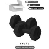 Elya Pilates 1 kg x 2 Adet Renkli Dambıl Seti - Evde Egzersiz Için Ideal - 1 x 2 kg - Siyah
