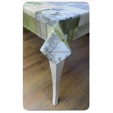 Elyaf astarlı beyaz gelincik desen kaymaz silinebilir pvc muşamba masa örtüsü Yeşil 140 x 300