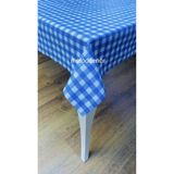 Elyaf astarlı kaymaz silinebilir mavi pötikare pvc muşamba masa örtüsü Mavi 100 x 140