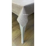 Elyaf astarlı kırçıllı kumaş görünümlü desen kaymaz pvc muşamba masa örtüsü Kahverengi 140 x 200