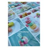 Elyaf astarlı makaron biküvi desen kaymaz silinebilir pvc muşamba masa örtüsü Çok Renkli 140 x 140