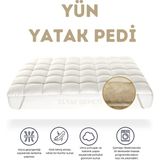Elyaf Sepeti %100 Doğal Merinos Kuzu Yününden Dört Köşesi Lastikli Yatak Koruyucu Yün Yatak Pedi - 120 x 200 cm - Beyaz